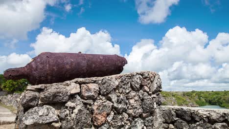 antique gun in the castle timelapse