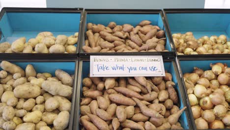 shot of few groceries in food shelfs at a supermarket in minnesota, usa.