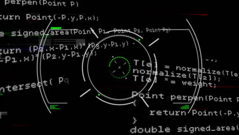 animación del visor y procesamiento de datos sobre fondo negro