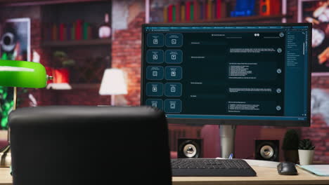 pc in home office with ai llm chatbot answering user prompts
