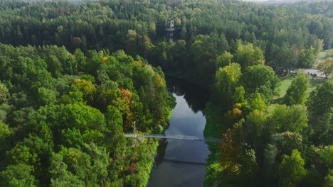 hermosa vista aérea de la pasarela de la copa de los árboles ubicada en anyksciai, lituania, europa del este