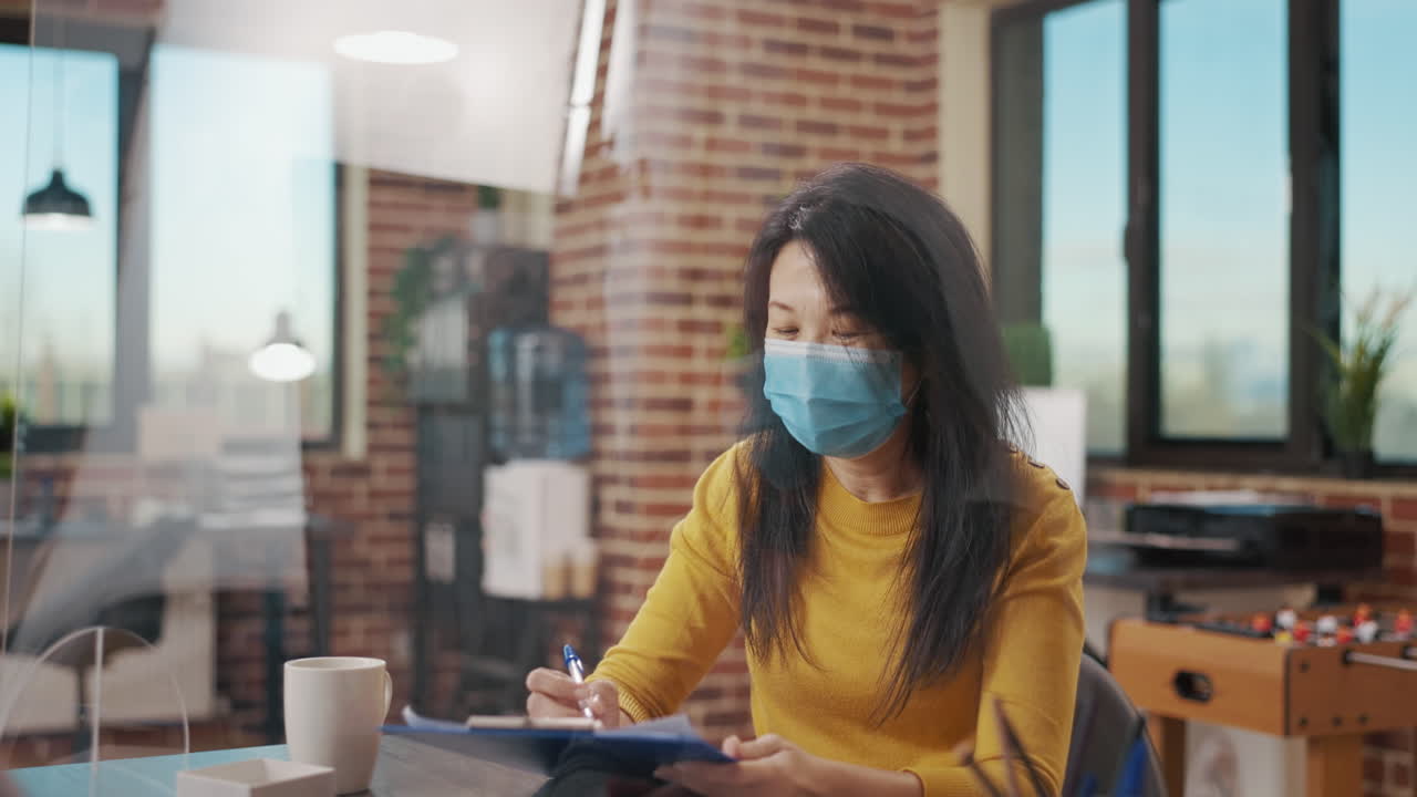 Women meeting at job interview appointment during covid 19 pandemic