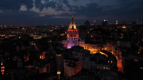 galata tower at dusk aerial