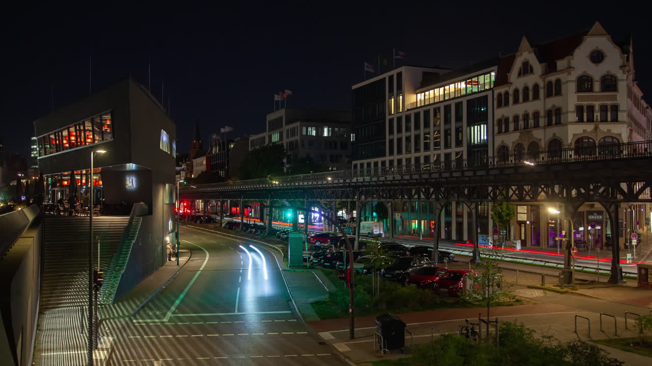 Hamburg Skyline &amp;amp;amp; Traffic at Night
