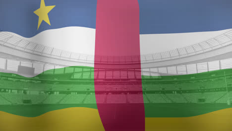 animation of flag of central african republic over sports stadium