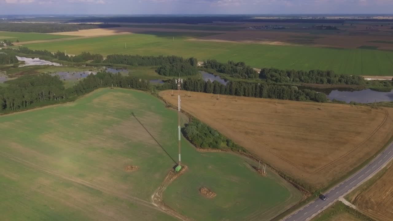 Telecommunication Tower Mast On A Sunny Summer Day