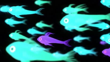 school of glowing fish