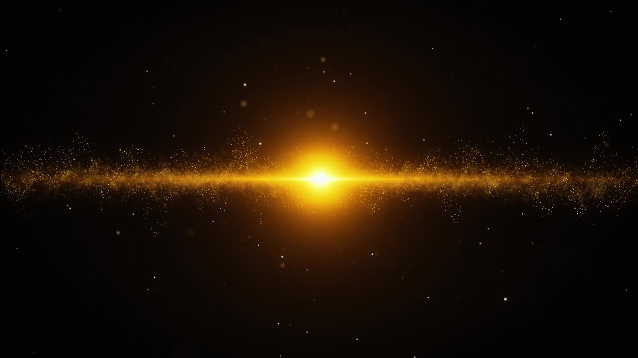 황금 입자가 빛나는 추상적인 배경, 황금색 빅 입자, 별, 먼지, 어두운 은하, 흑색 배경의 공간에서 아름답고 미래적인 반이는.