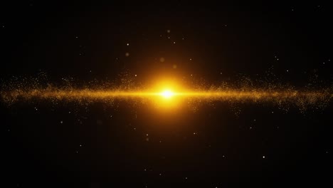 황금 입자가 빛나는 추상적인 배경, 황금색 빅 입자, 별, 먼지, 어두운 은하, 흑색 배경의 공간에서 아름답고 미래적인 반이는.