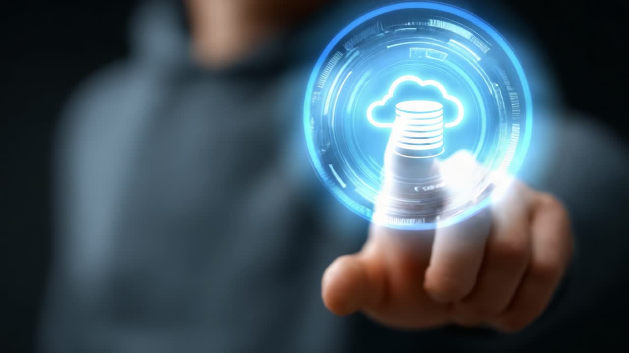 Exploring the Future of Data Storage: A Visual Representation of Cloud Technology with Touch Interaction and Digital Elements for Enhanced Connectivity