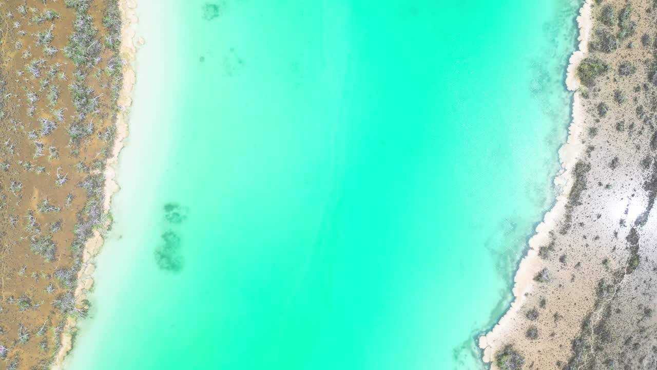 Los Rápidos de Bacalar On The Lagoon In Bacalar, Quintana Roo, Mexico. Aerial Topdown Shot