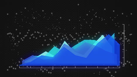 animación del procesamiento de datos estadísticos sobre partículas blancas que giran contra un fondo negro.