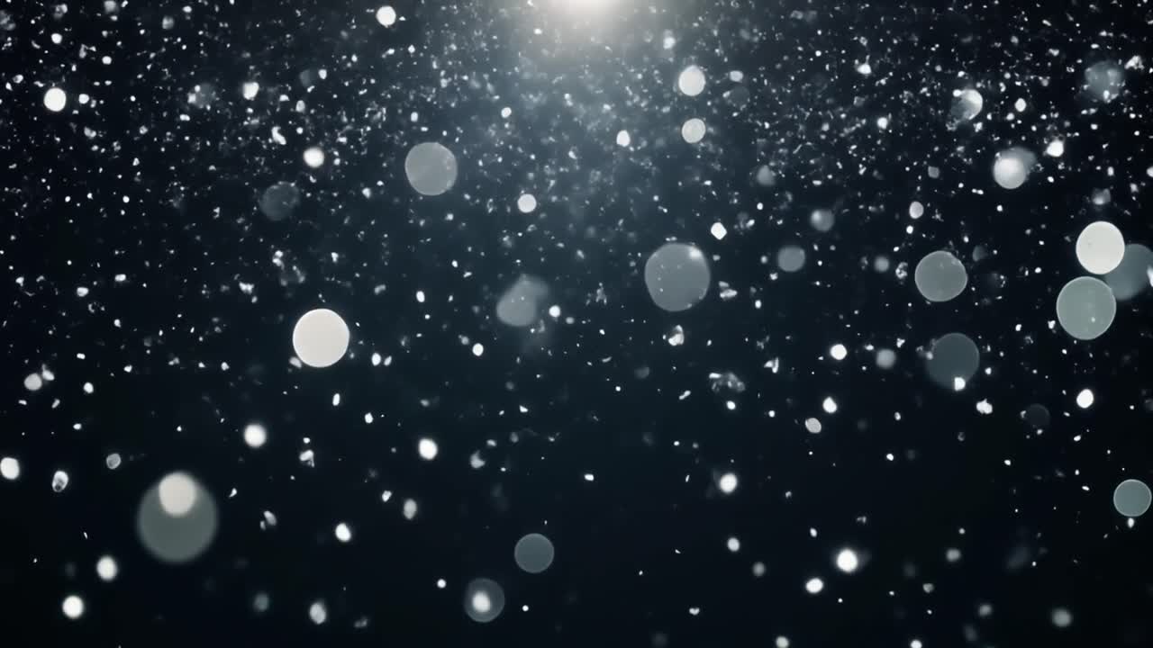 Slow Motion Falling Particles with Bokeh Light on Dark Background