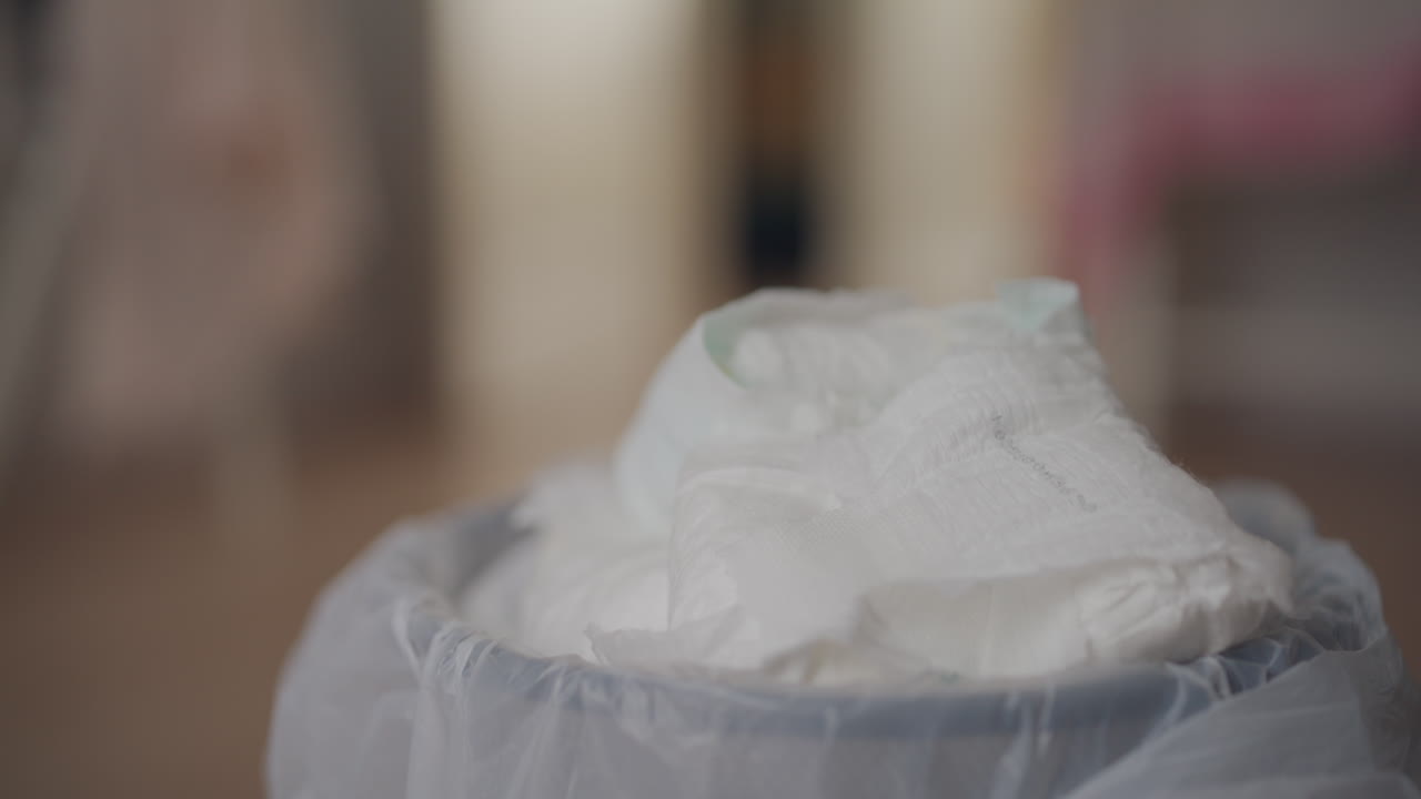 Used diapers in the trash