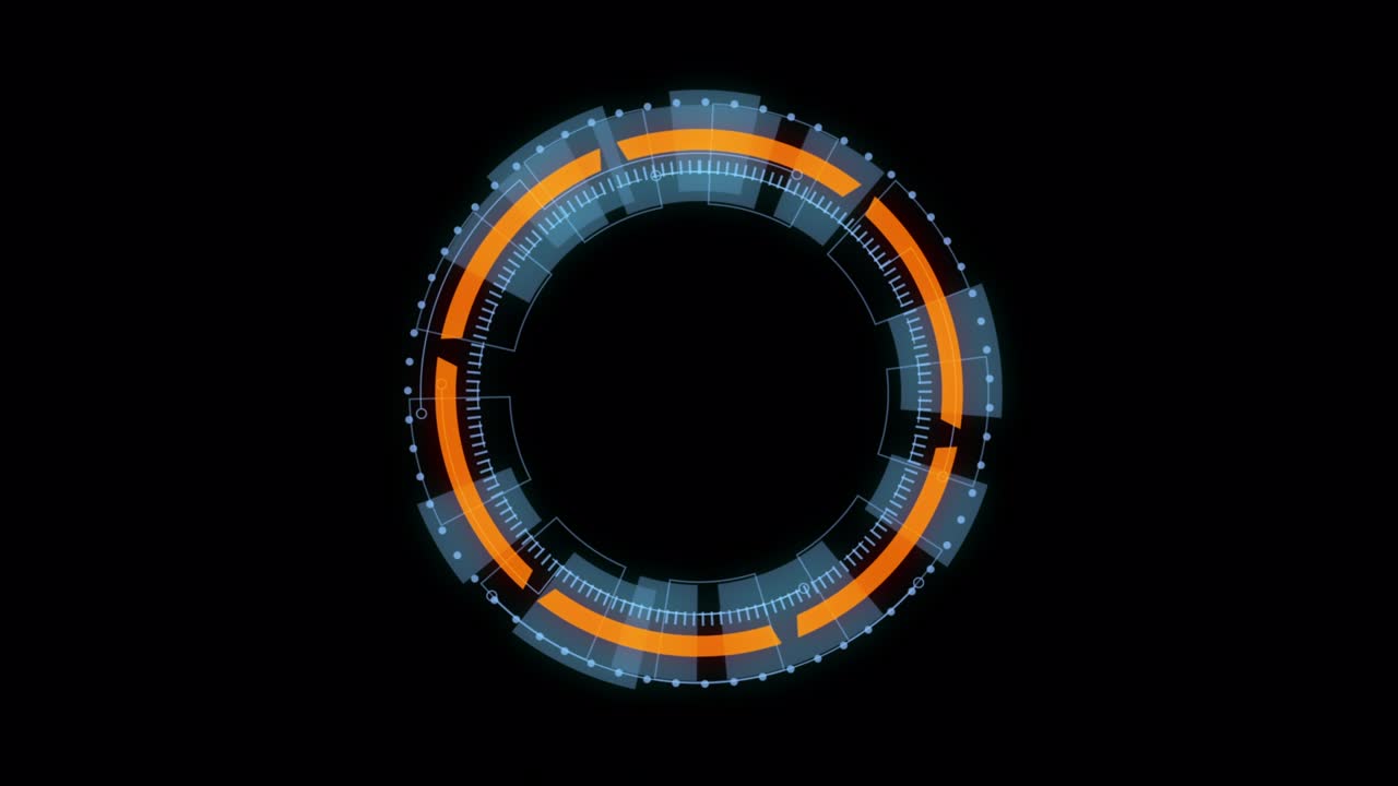 gráfico de movimiento de rotación de círculo azul con pantalla de cabeza hacia arriba ( hud ui ) interfaz de tecnología y elementos futuristas fondo abstracto canal alfa incluido