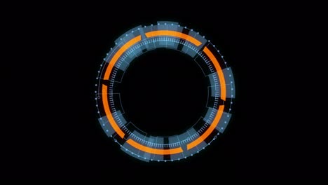 motion graphic of blue circle rotation with head up display ( hud ui ) technology interface and futuristic elements abstract background alpha channel included