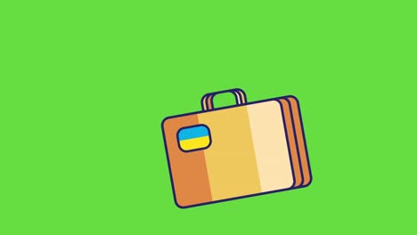 4k video of cartoon travel suitcase on green background.