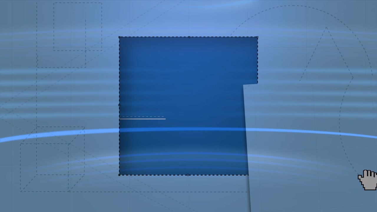 Digital Graphic Design Tool Creating a Square Shape on Blue Background