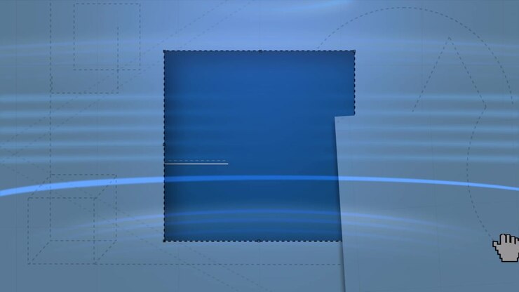 Digital Graphic Design Tool Creating a Square Shape on Blue Background