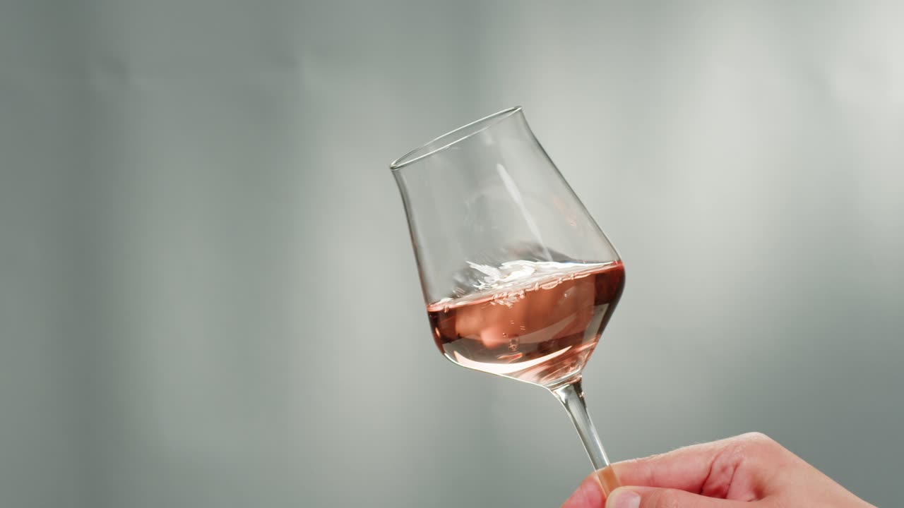 Orange or white wine bottle and glass against a sunset in a peaceful vineyard, pouring of ecological natural wine.