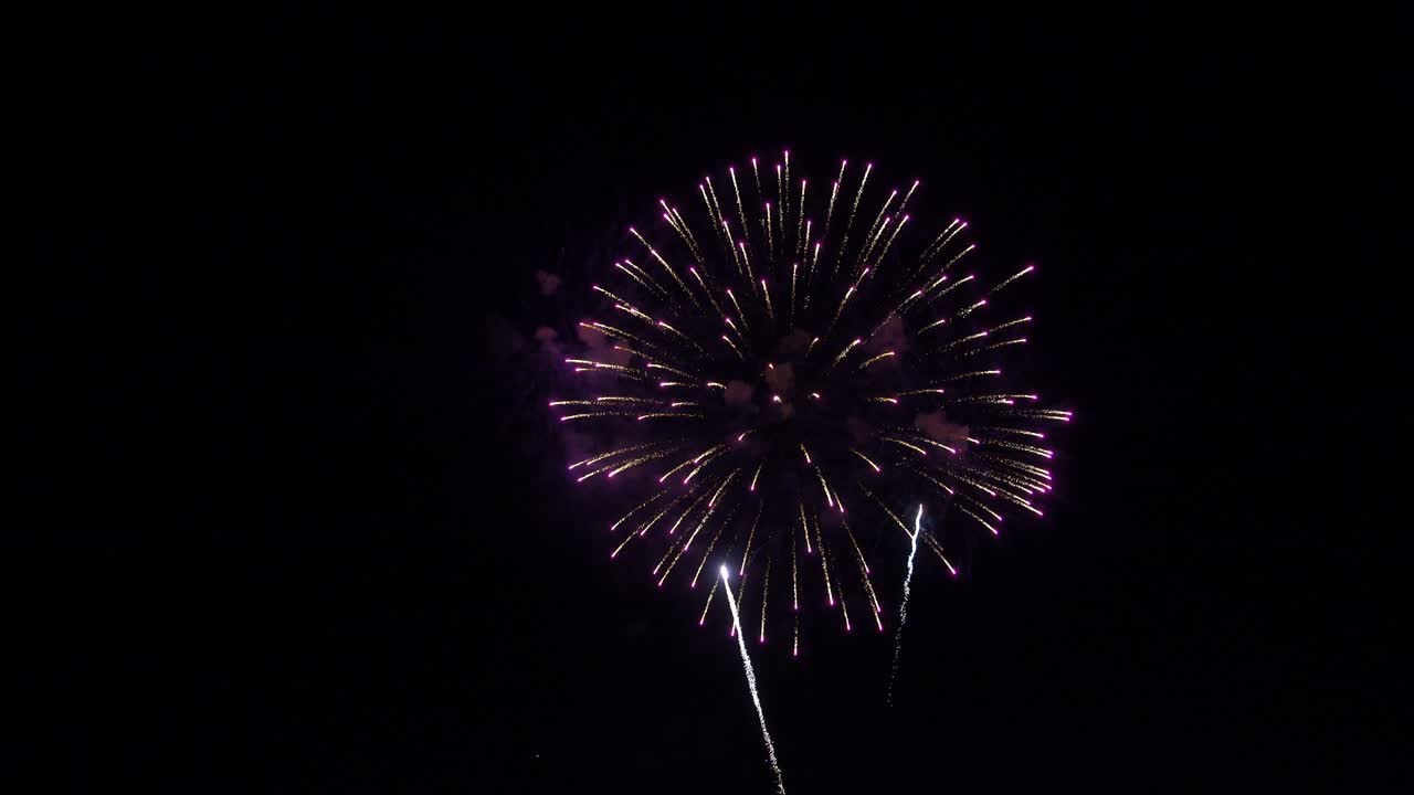Beautiful festive multicolored fireworks inthe night sky.