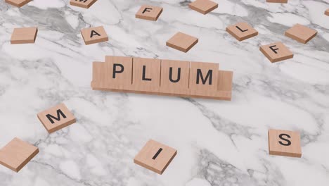 Pflaumenwort-Auf-Scrabble