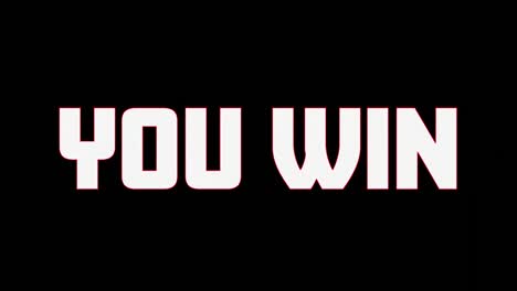 animation of you win text banner against black background