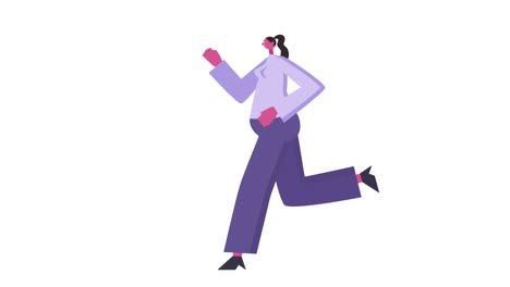 Flat Design Cute Fat Woman Character Run Cycle Isolated Loop 2d Animation