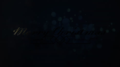 animation of merry christmas text in gold over exploding fireworks in night sky