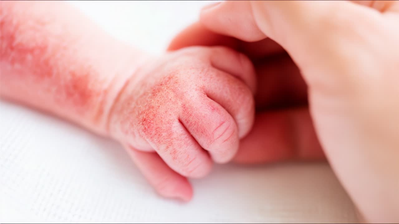 A tender moment captured as a small hand of an infant clutches a caring adult's finger, symbolizing love, connection, and the beautiful bond between caregiver and newborn