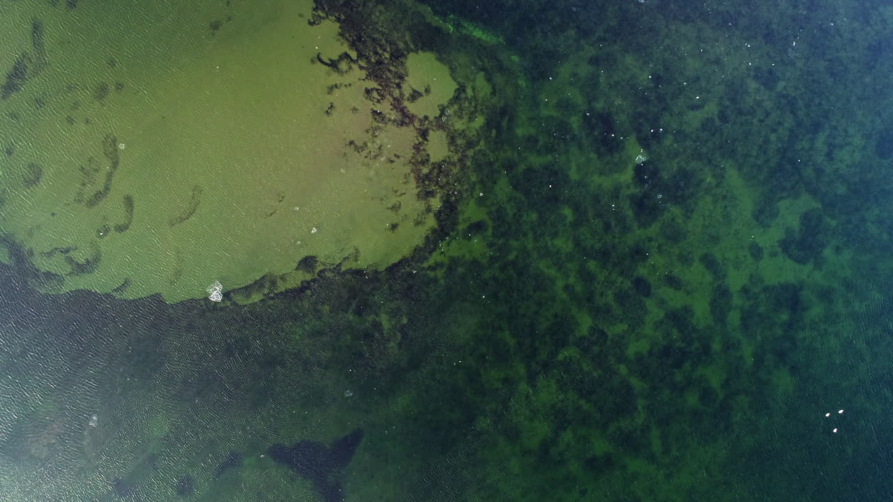 Vista dall'alto con drone di un paesaggio ghiacciato con acqua di sorgente
