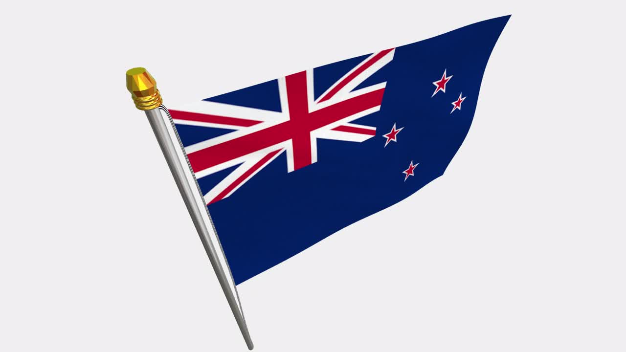 바람에 날아다니는 뉴질랜드 발의 루프 비디오, 4k의 느린 동작 비디오, 알파 채널