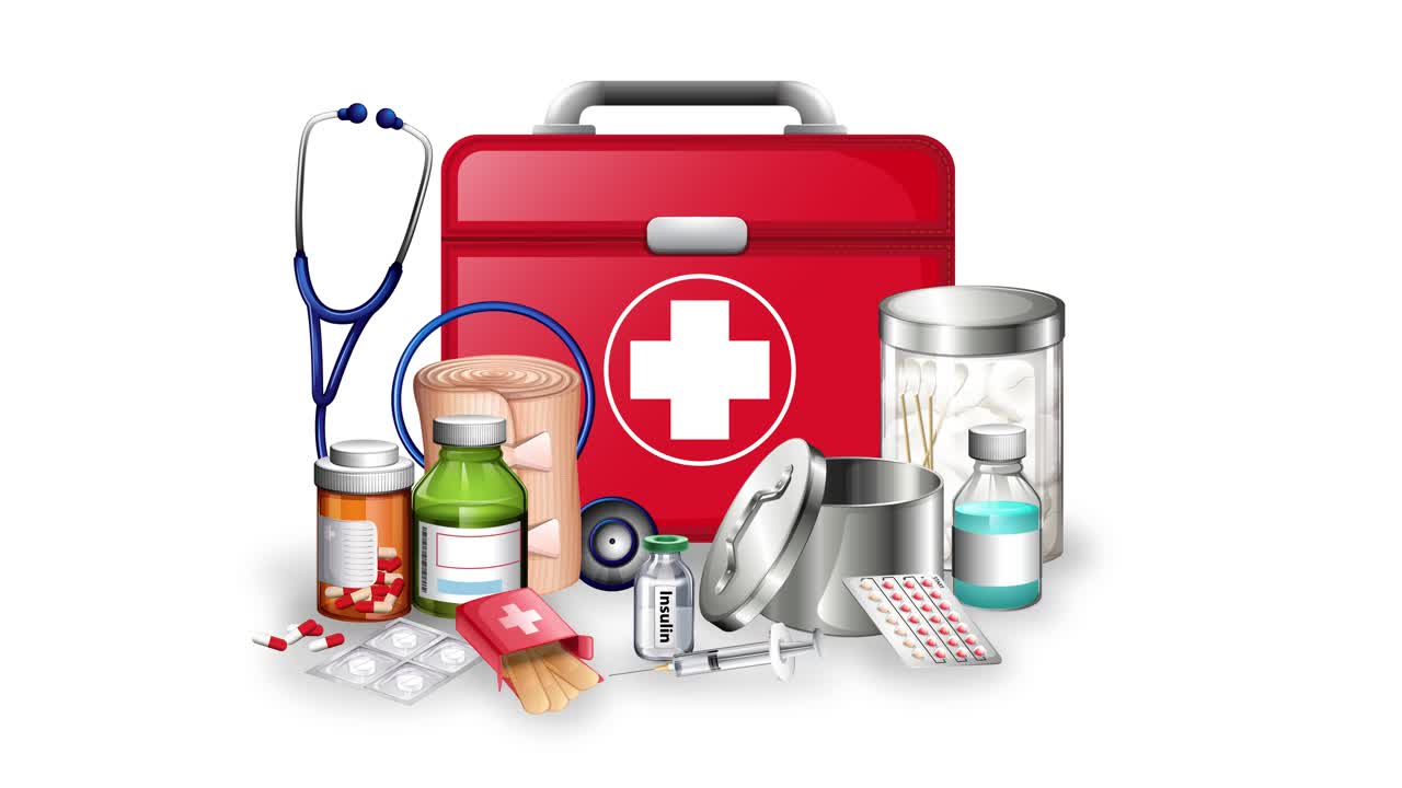 Medical supplies displayed with changing backgrounds