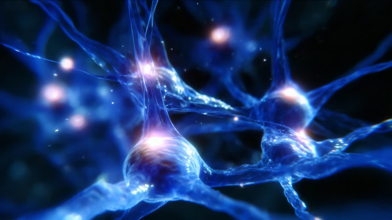 Intricate and Dynamic Neuronal Connections Representing the Complexity of Neural Networks in Stunning Detail, Showcasing a High-Definition Visualization of Neurons Interacting in a Vivid Blue Aesthetic