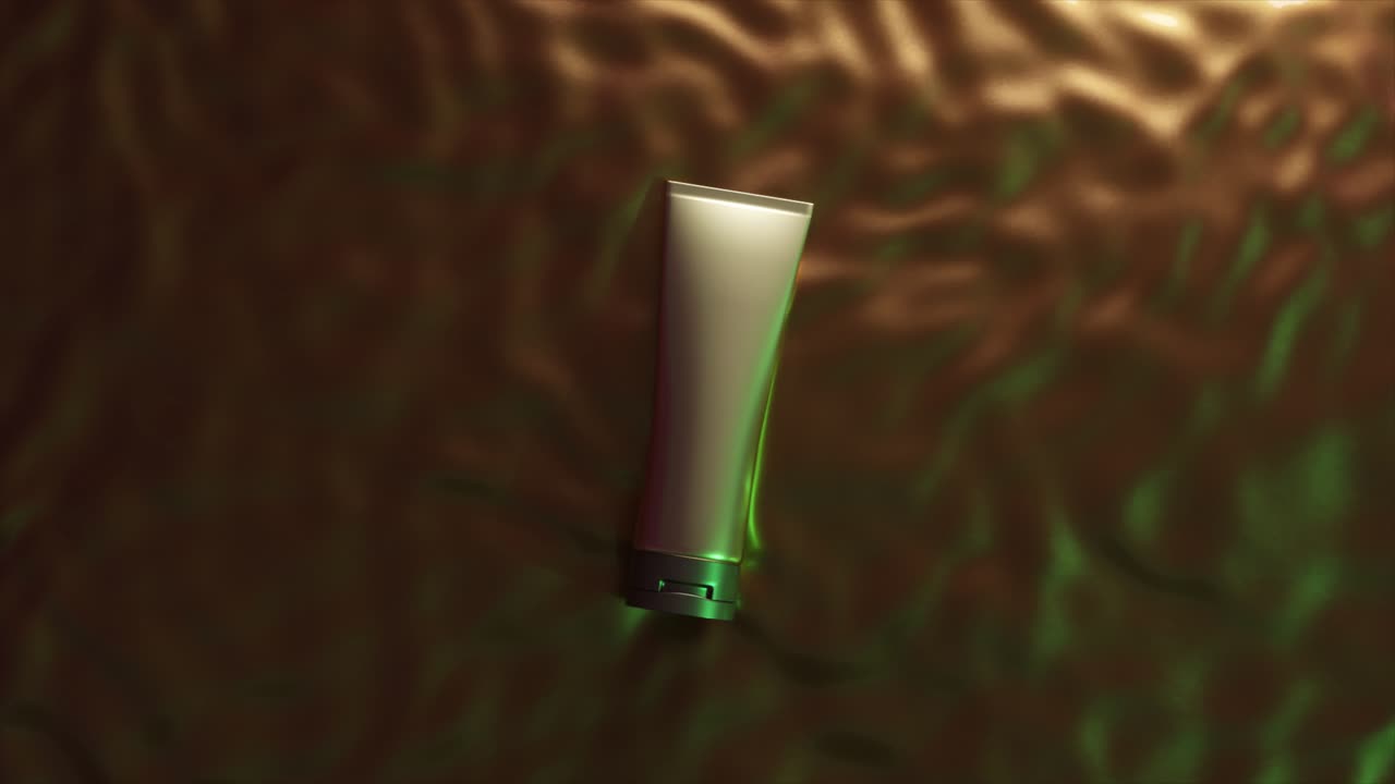 modelo de tubo cosmético de lujo en tela verde y dorada