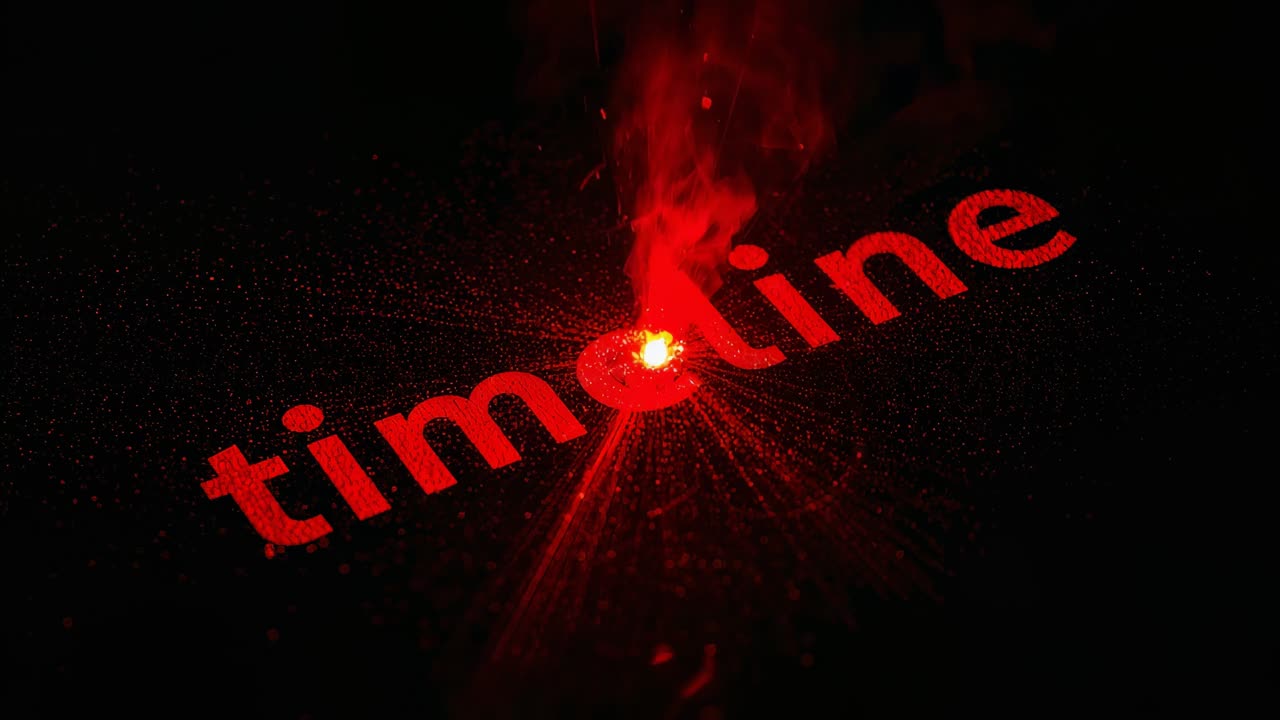 Igniting flare sparking red timeline casting star sparks and rising smoke on dark matte studio demo