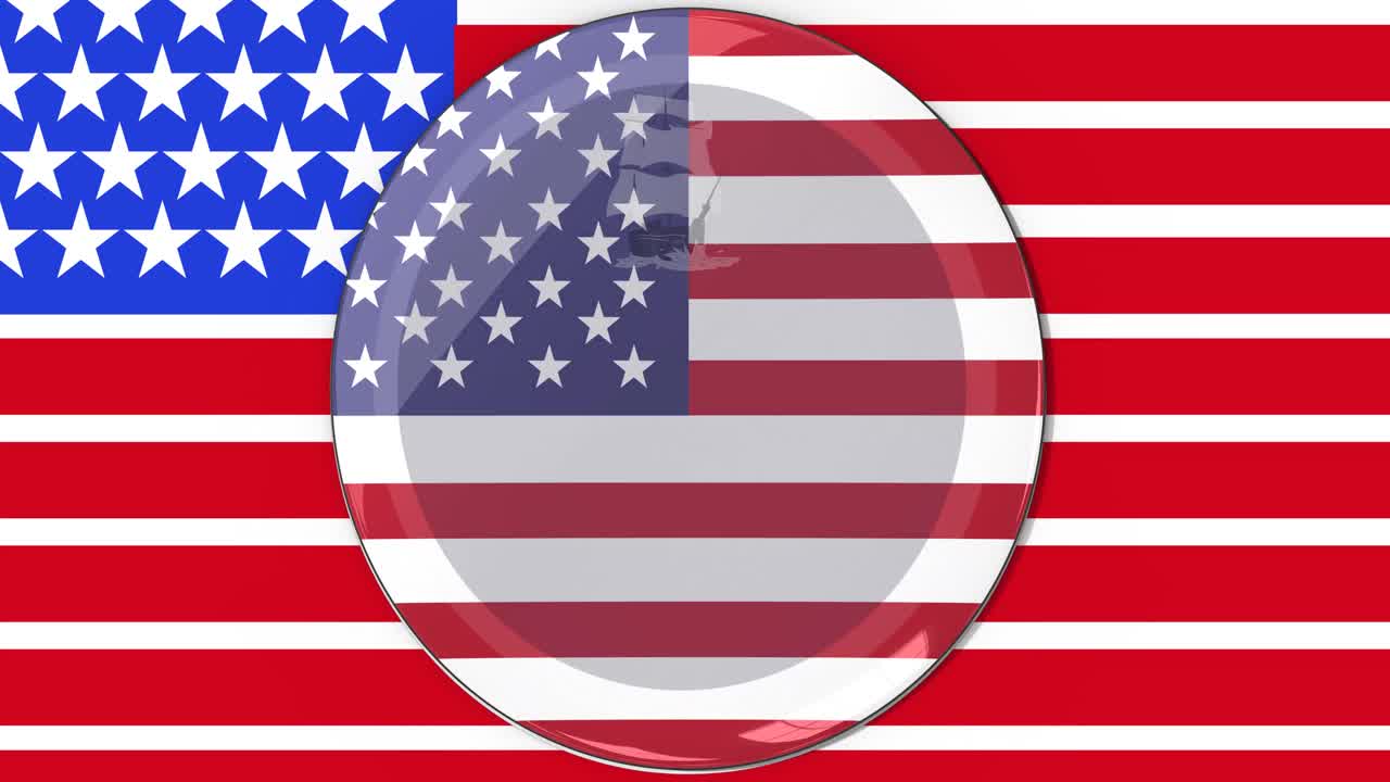 国旗を背景に、円を描いて回転する米国旗のアニメーション