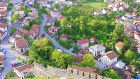 ruins of castle of herzeg overlooking picturesque suburb in stolac, bosnia and herzegovina