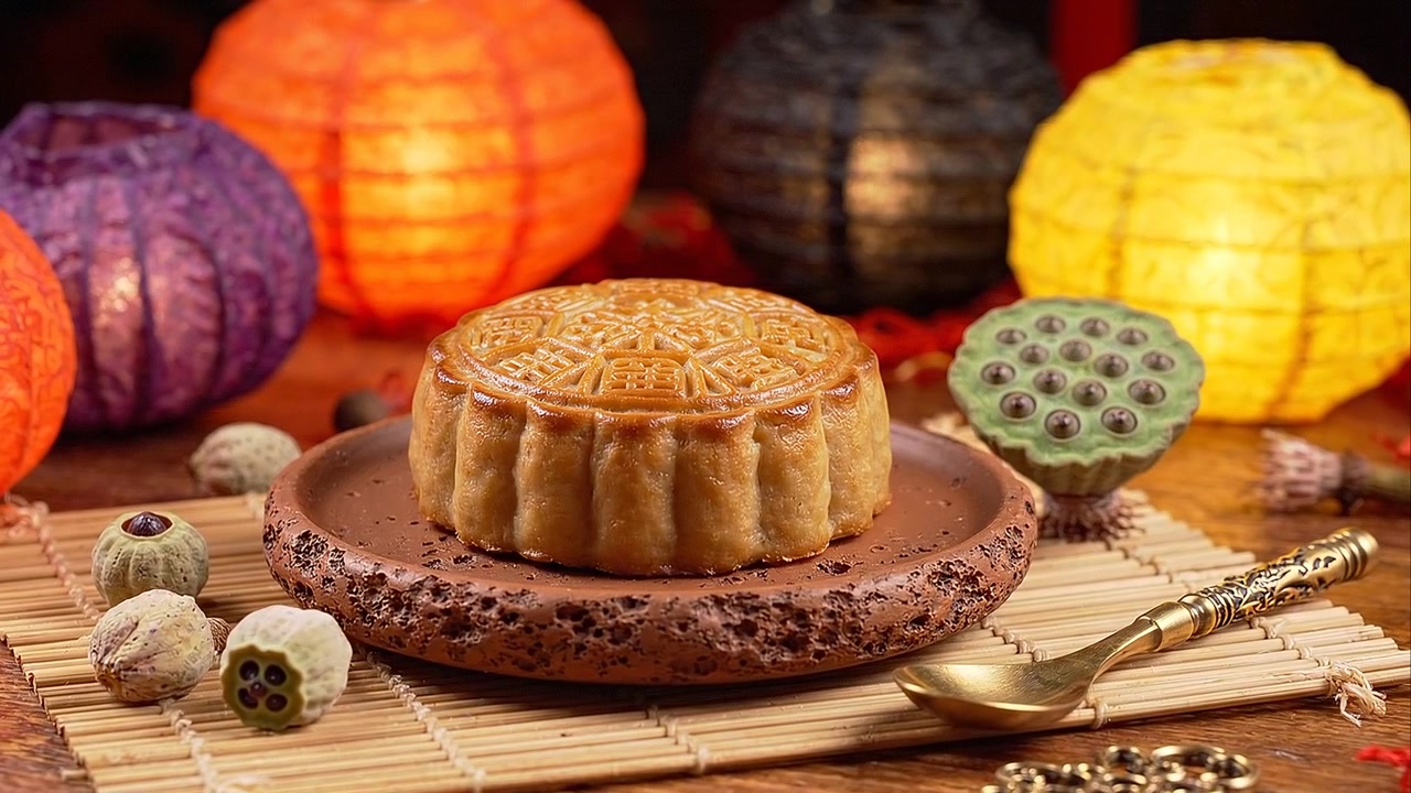 Bolo da lua tradicional para a celebração do Festival do Meio Outono.