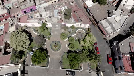 atrio garden in amatitan city center, jalisco, drone shot
