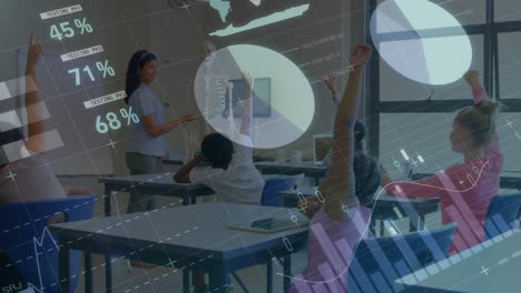 animación de estadísticas y procesamiento de datos sobre diversos escolares en el aula