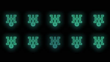 Pulsing Japan icon pattern with neon light in casino style