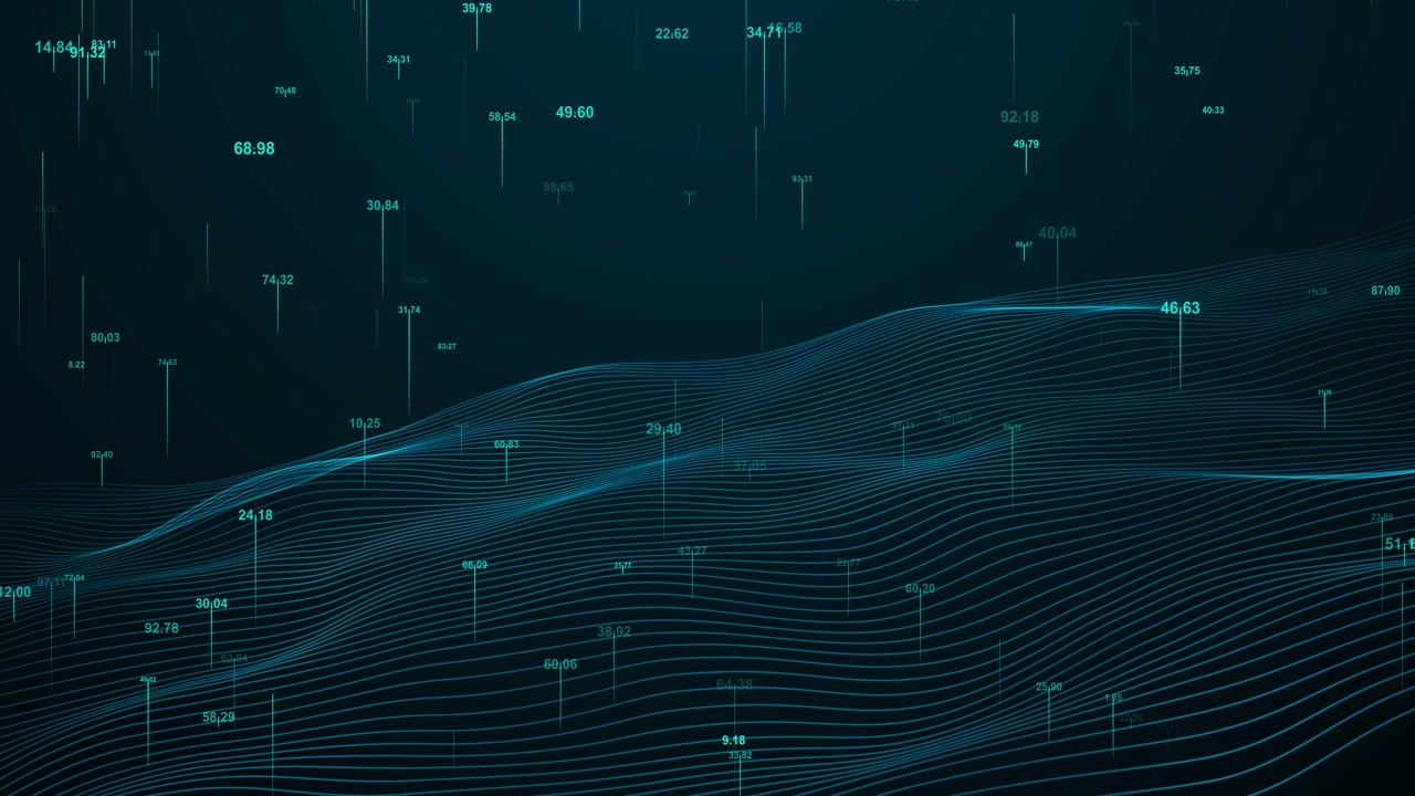 Abstract Digital Data Wave with Floating Numerical Values
