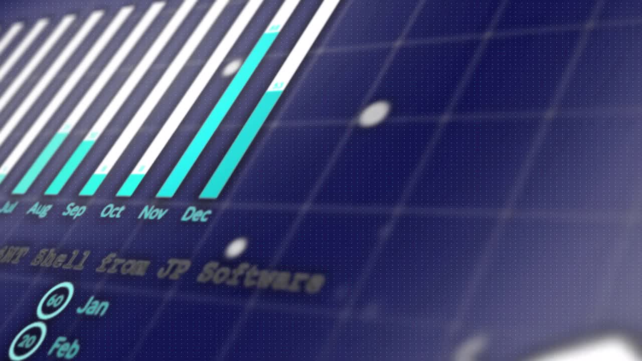Animation of data processing on blue background