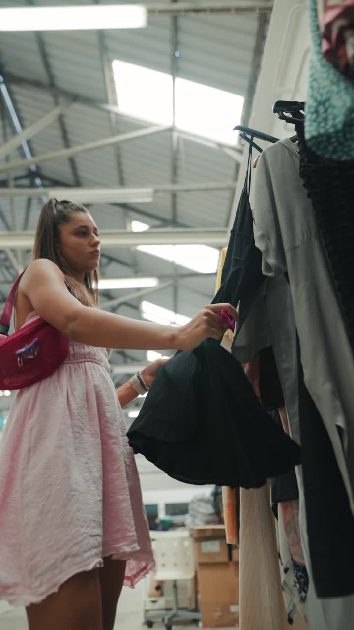mujer comprando ropa