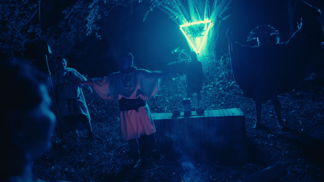 Ancient Ritual Under the Light of the Forest