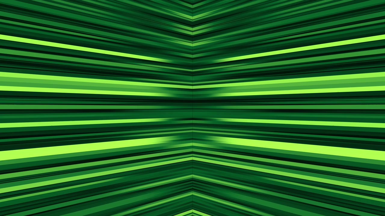 Linee geometriche verdi astratte in movimento prospettico.