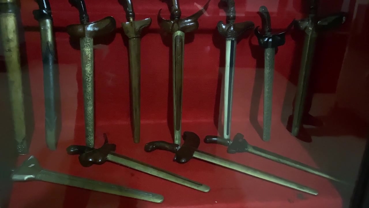 Collection of Traditional Indonesian Keris Daggers on Display