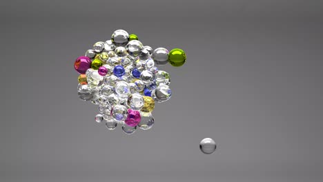 떠다니는 유리 거품의 그룹, 3d 일러스트레이션