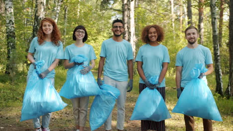 volunteers cleaning up a forest